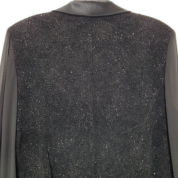 Alex Evenings Black Glitter Ruffle Button Down Top Size XL - Picture 11 of 12
